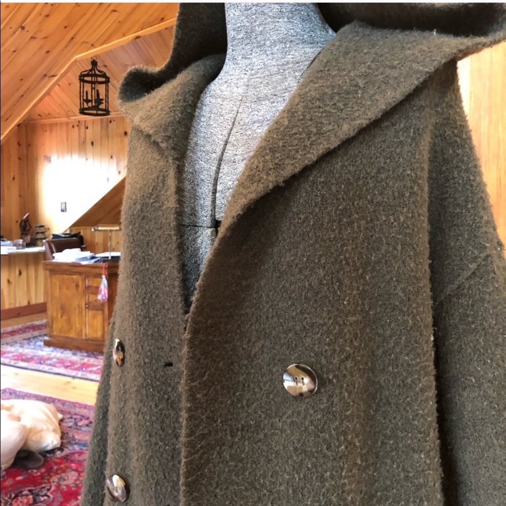 Zara Dark Green Hooded Coat - Picture 3 of 3